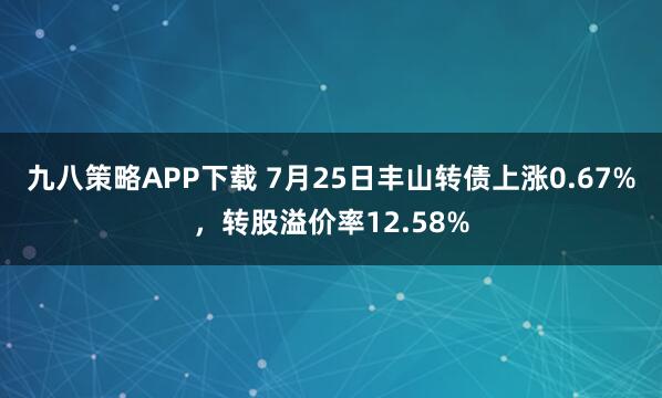 九八策略APP下载 7月25日丰山转债上涨0.67%，转股溢价率12.58%
