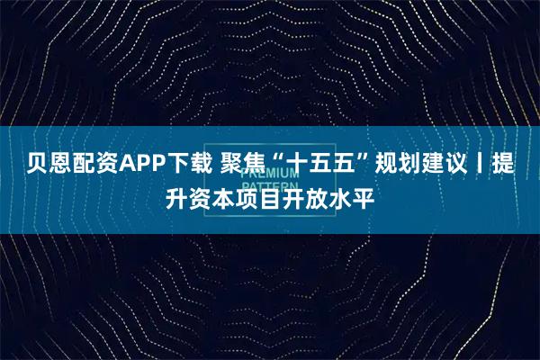 贝恩配资APP下载 聚焦“十五五”规划建议丨提升资本项目开放水平