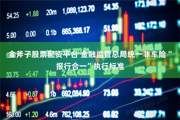 金斧子股票配资平台 金融监管总局统一非车险“报行合一”执行标准
