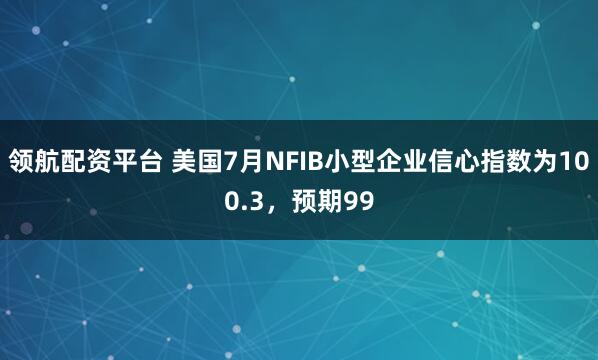 领航配资平台 美国7月NFIB小型企业信心指数为100.3，预期99